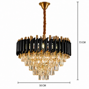 Κρυστάλλινος Πολυέλαιος VERSAILLES Eleganza 8x E14, Διάμετρος 50cm, Μαύρο, Γυαλιστερό Χρυσό, Ρυθμιζόμενο Ύψος