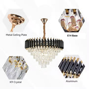 Crystal Chandelier VERSAILLES Magno 8xE14, Διάμετρος 60cm, Μαύρο και Χρυσό, Ρυθμιζόμενο ύψος Crystal Chandeliers Προεπιλεγμένος τίτλος Alessandro Design