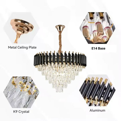 Crystal Chandelier VERSAILLES Magno 8xE14, Διάμετρος 60cm, Μαύρο και Χρυσό, Ρυθμιζόμενο ύψος Crystal Chandeliers Προεπιλεγμένος τίτλος Alessandro Design