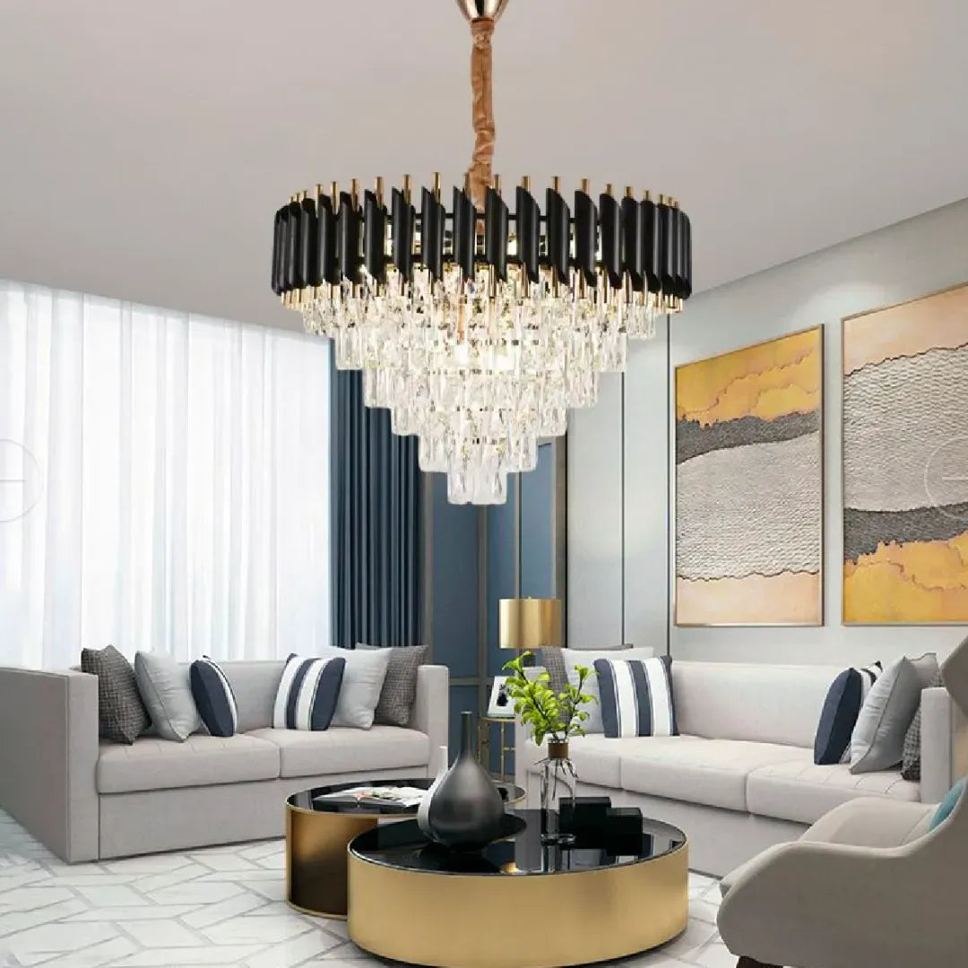 Crystal Chandelier VERSAILLES Magno 8xE14, Διάμετρος 60cm, Μαύρο και Χρυσό, Ρυθμιζόμενο ύψος Crystal Chandeliers Προεπιλεγμένος τίτλος Alessandro Design
