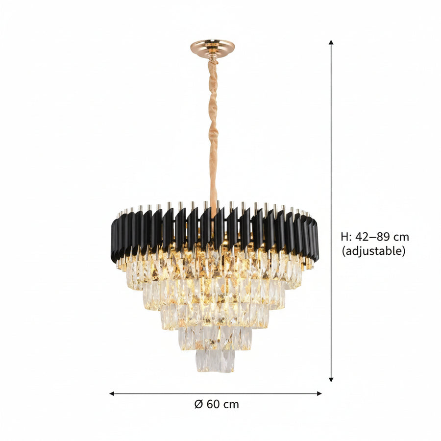 Crystal Chandelier VERSAILLES Magno 8xE14, Διάμετρος 60cm, Μαύρο και Χρυσό, Ρυθμιζόμενο ύψος Crystal Chandeliers Προεπιλεγμένος τίτλος Alessandro Design