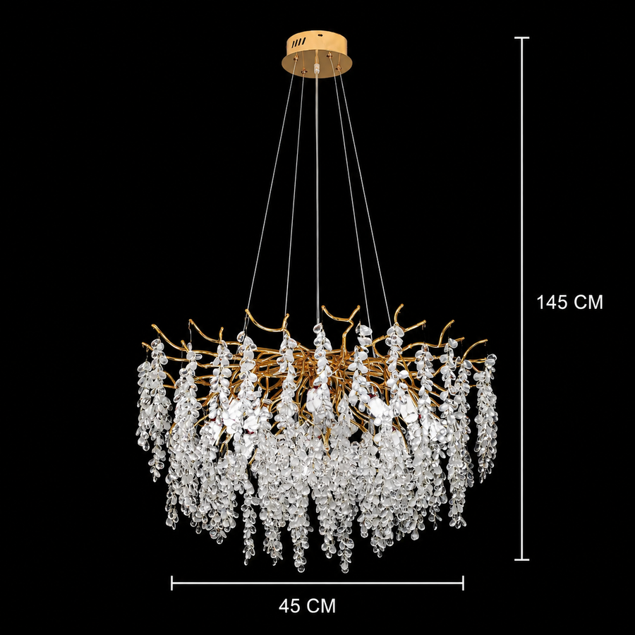 Πολυέλαιος WALTZ Cascade Crystal, 6xG9, Χρυσός, διάμετρος 45cm, Ρυθμιζόμενο Ύψος