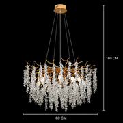 WALTZ Cascade Crystal Chandelier, 6x G9, Χρυσό, 60cm, Ρυθμιζόμενο Ύψος