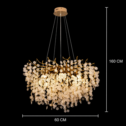 WALTZ Serenade Crystal Chandelier, 6xG9, Χρυσό, 60cm, Ρυθμιζόμενο Ύψος