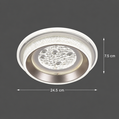 Lustra LED KALESO Petito, 37W, Diametru 24.5cm, Lumina Calda/Neutra/Rece, Alb, Metal si Cristal