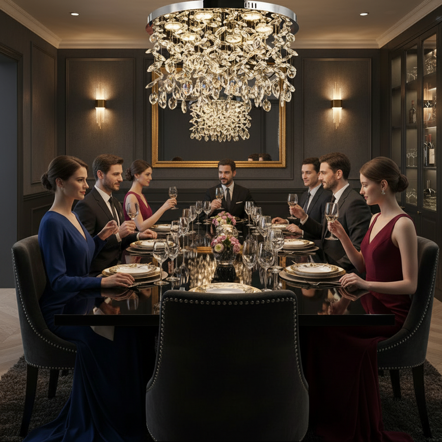 Crystal LED Chandelier LLC210/550CH Στρογγυλός, 30W, Κρύο/Ζεστό/Ουδέτερο φως, Κρύσταλλο, Γυαλιστερό χρώμιο