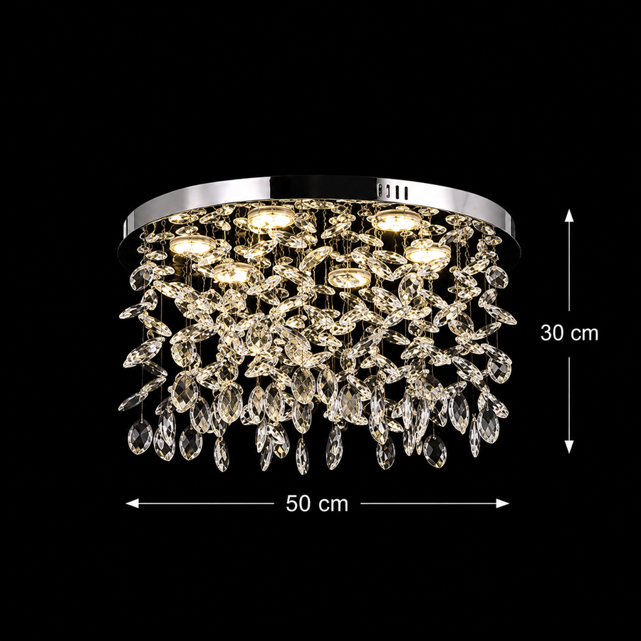 Crystal LED Chandelier LLC210/550CH Στρογγυλός, 30W, Κρύο/Ζεστό/Ουδέτερο φως, Κρύσταλλο, Γυαλιστερό χρώμιο