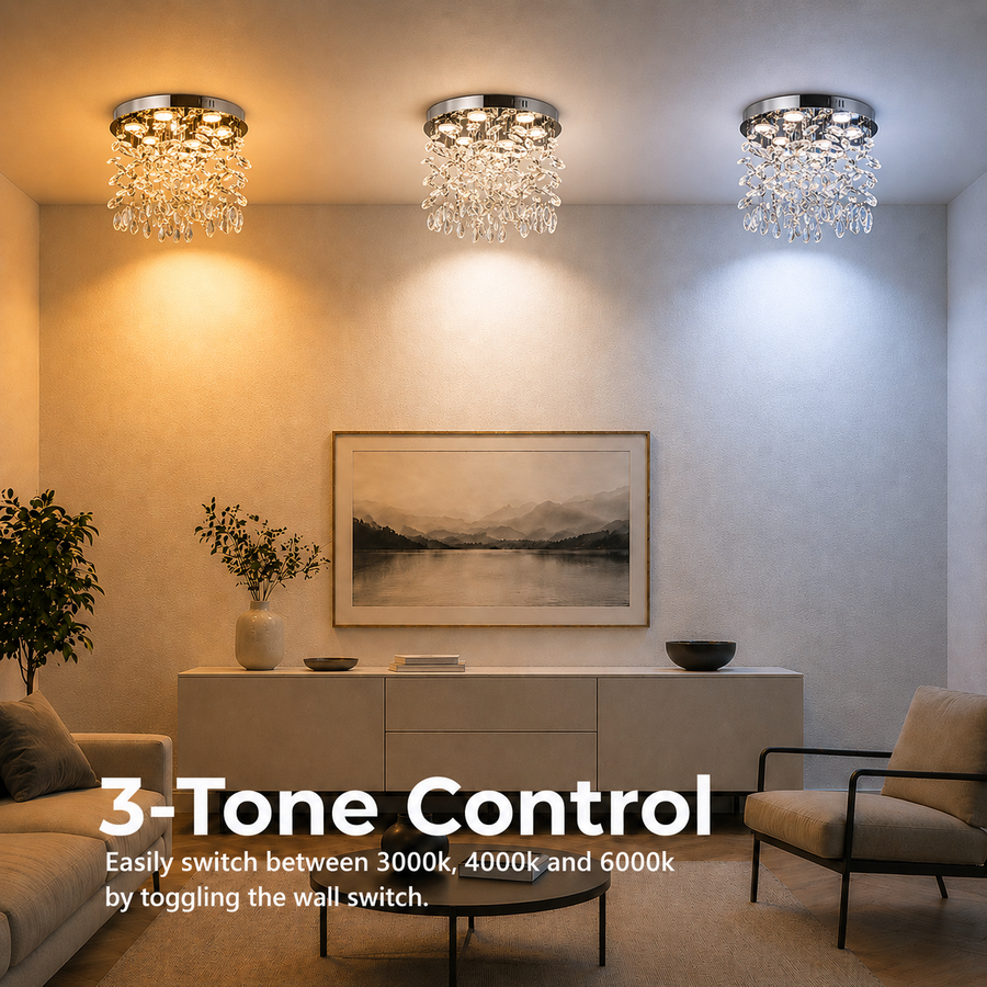 Crystal LED Chandelier LLC210/550CH Στρογγυλός, 30W, Κρύο/Ζεστό/Ουδέτερο φως, Κρύσταλλο, Γυαλιστερό χρώμιο