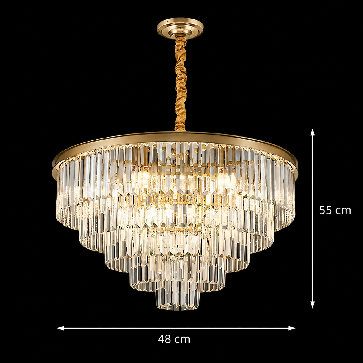 Crystal Chandelier CHAMBORD Eleganza 8xE14, Diameter 48cm, Matt Gold Crystal Chandeliers Προεπιλεγμένος τίτλος Alessandro Design