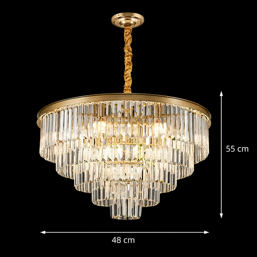 Crystal Chandelier CHAMBORD Eleganza 8xE14, Diameter 48cm, Matt Gold Crystal Chandeliers Προεπιλεγμένος τίτλος Alessandro Design
