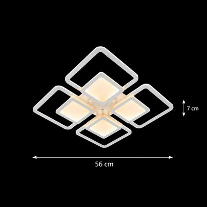 Πολυέλαιος LED με τηλεχειριστήριο SUSAN 96W, 4 τετράγωνα, κρύο/θερμό/ουδέτερο φως, ρυθμιζόμενο, λευκός πολυέλαιος LED με τηλεχειριστήριο Προεπιλεγμένος τίτλος Alessandro Design