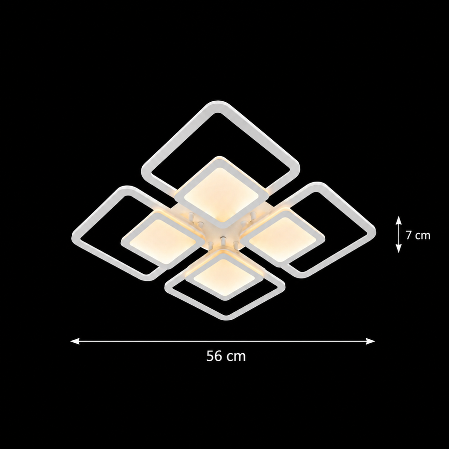 Πολυέλαιος LED με τηλεχειριστήριο SUSAN 96W, 4 τετράγωνα, κρύο/θερμό/ουδέτερο φως, ρυθμιζόμενο, λευκός πολυέλαιος LED με τηλεχειριστήριο Προεπιλεγμένος τίτλος Alessandro Design