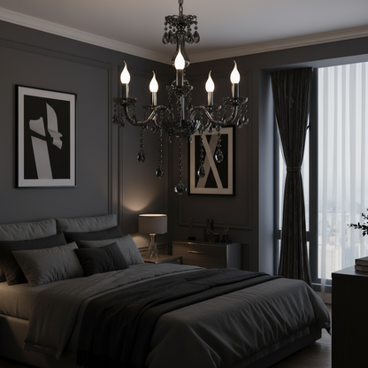 Crystal Chandelier ALNWICK Eleganza, 5xE14, Διάμετρος 48cm, Μαύρο, Ρυθμιζόμενο ύψος Classic Chandeliers Προεπιλεγμένος τίτλος Alessandro Design