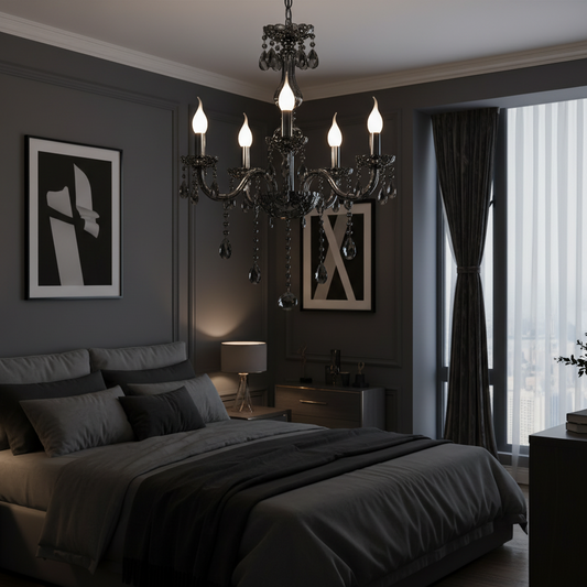 Crystal Chandelier ALNWICK Eleganza, 5xE14, Διάμετρος 48cm, Μαύρο, Ρυθμιζόμενο ύψος Classic Chandeliers Προεπιλεγμένος τίτλος Alessandro Design