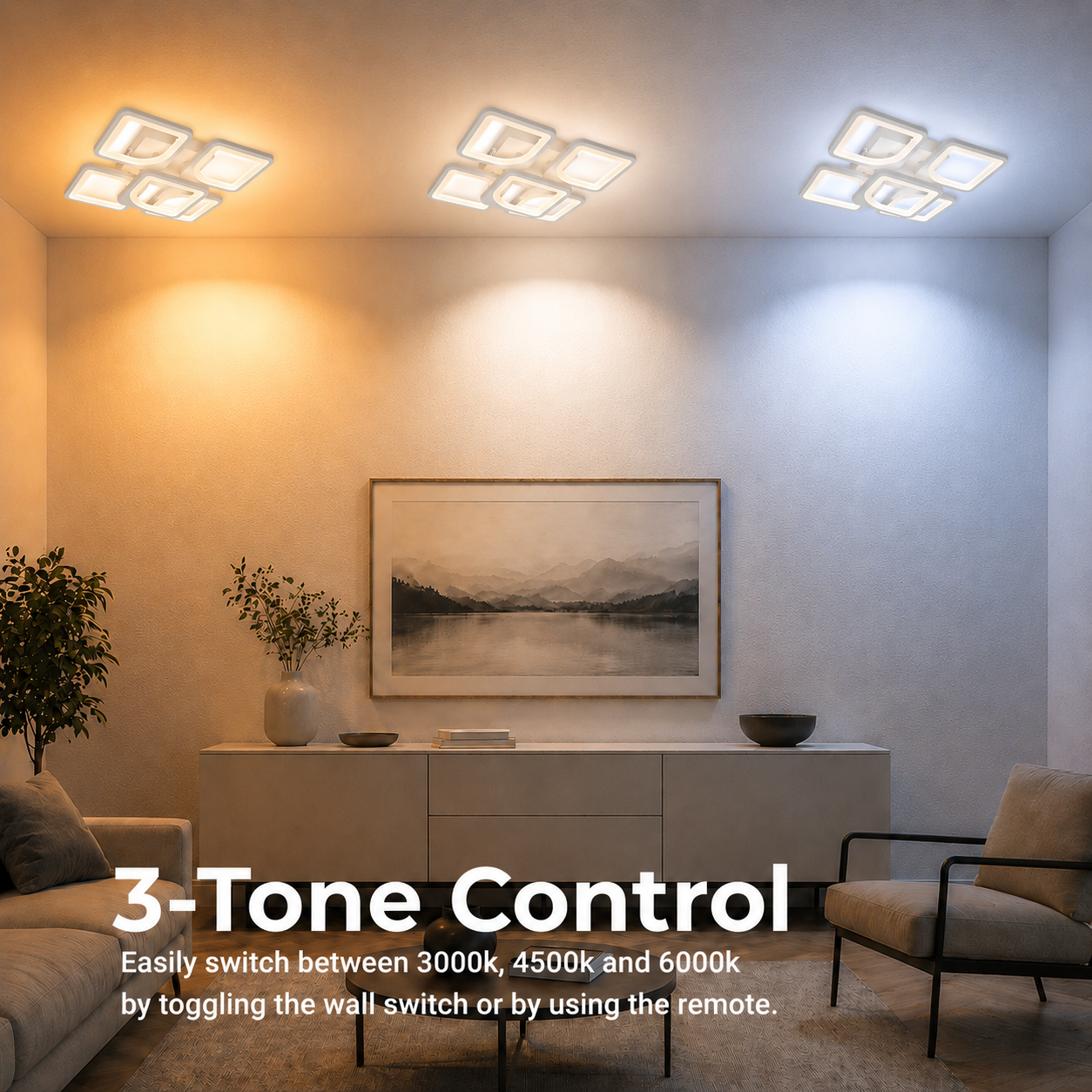 Πολυέλαιος LED με τηλεχειριστήριο ZOE 70W, 5 τετράγωνα, κρύο/θερμό/ουδέτερο φως, ρυθμιζόμενο, λευκός πολυέλαιος LED με τηλεχειριστήριο Προεπιλεγμένος τίτλος Alessandro Design