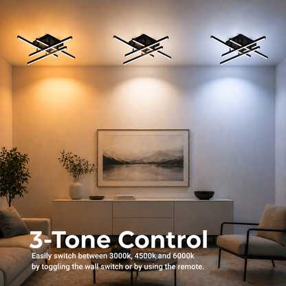 Πολυέλαιος LED με Τηλεχειριστήριο LINEX, 52W, 4 Στοιχεία, Γραμμικό, Κρύο/Ζεστό/Ουδέτερο φως, Ρυθμιζόμενο, Μαύροι πολυέλαιοι LED με τηλεχειριστήριο Προεπιλεγμένος τίτλος Alessandro Design