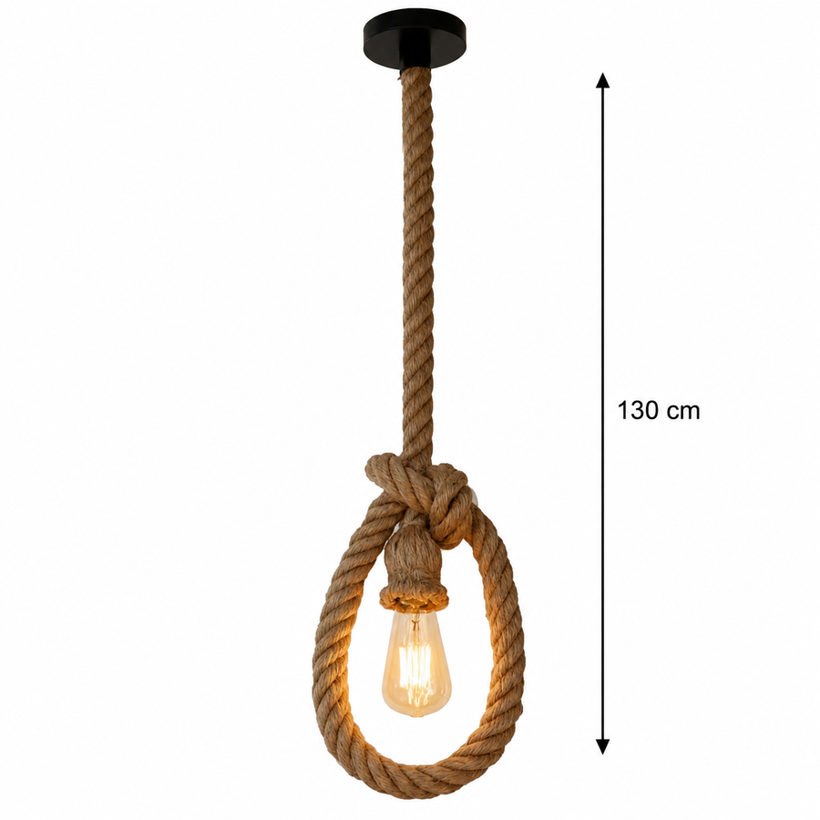 Vintage Πολυέλαιος LV103/130, 1xE27, Rustic, String and Metal, 130cm, Μαύρο Στήριγμα
