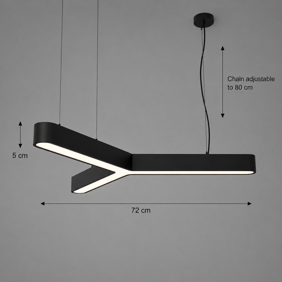Lustra LED suspendata ANGLE, Ø72cm, 25W, Inaltime Reglabila, Lumina Rece 6000K, Negru, Metal si Acril