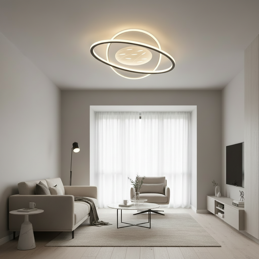 Πολυέλαιος LED με τηλεχειριστήριο VOLTA 125W, Οβάλ, Κρύο/Ζεστό/Ουδέτερο φως, Ρυθμιζόμενο, Μαύρο