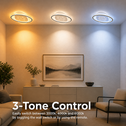 Πολυέλαιος LED με τηλεχειριστήριο VOLTA 125W, Οβάλ, Κρύο/Ζεστό/Ουδέτερο φως, Ρυθμιζόμενο, Μαύρο