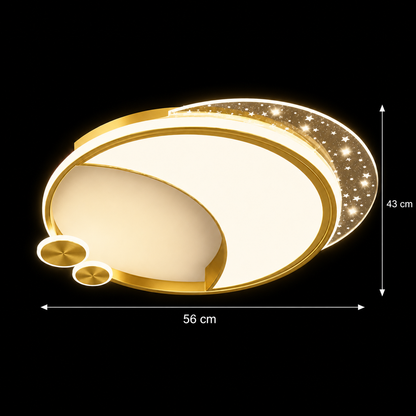 Marco LED Πολυέλαιος με Τηλεχειριστήριο, 76W, Dimmable, Χρυσό, Μέταλλο, Ακρυλικό και Γυαλί, 3000K/4000K/6000K
