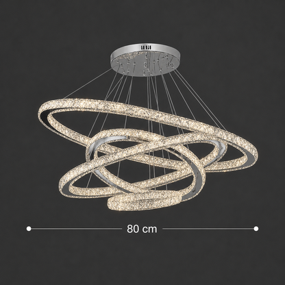 Πολυέλαιος LED με τηλεχειριστήριο PRISM Luminis, κρύσταλλο και μέταλλο, 210W, 4 κύκλοι, ρυθμιζόμενο, κρύο/θερμό/ουδέτερο φως, πολυτελής φωτισμός