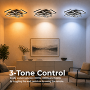 Πολυέλαιος LED με τηλεχειριστήριο ELLA 186W, 8 τετράγωνα, κρύο/θερμό/ουδέτερο φως, ρυθμιζόμενο, μαύροι πολυέλαιοι LED με τηλεχειριστήριο Προεπιλεγμένος τίτλος Alessandro Design