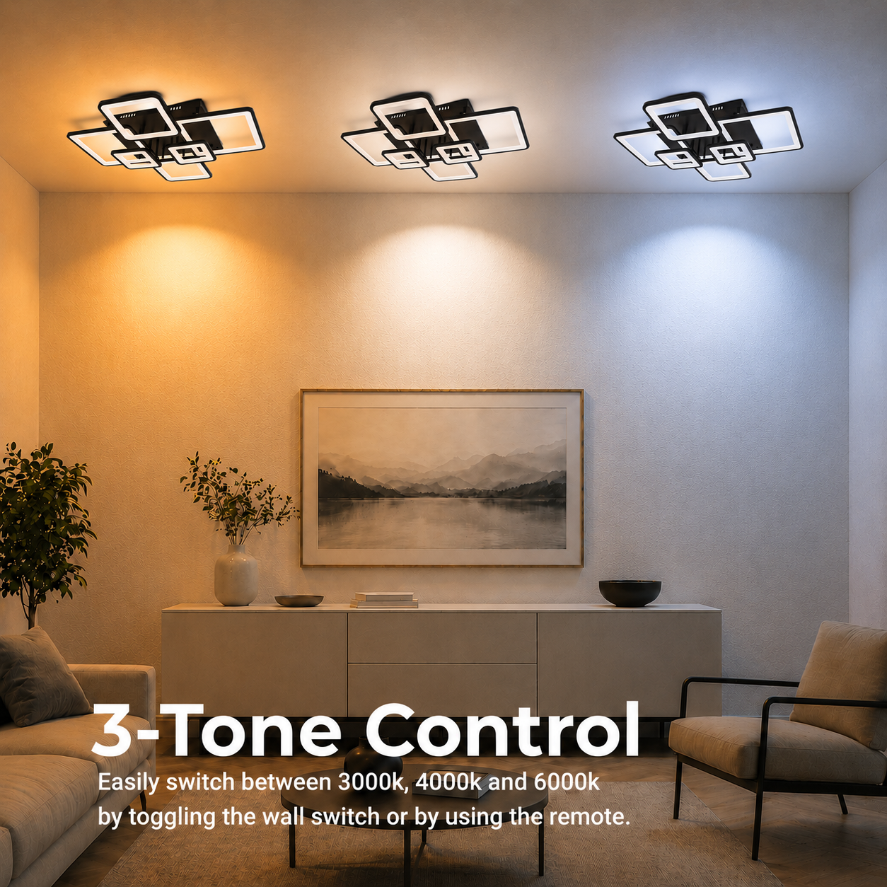 Πολυέλαιος LED με τηλεχειριστήριο ELLA 120W, 6 τετράγωνα, κρύο/θερμό/ουδέτερο φως, ρυθμιζόμενο, μαύρο, μεταλλικό και ακρυλικό πολυέλαιοι LED με τηλεχειριστήριο Προεπιλεγμένος τίτλος Alessandro Design