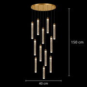 Κρυστάλλινος πολυέλαιος LED, Justinian, Διάμετρος 60cm, Ρυθμιζόμενο ύψος, Χρυσός, Μέταλλο και Κρύσταλλο
