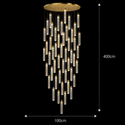 Κρυστάλλινος πολυέλαιος LED, Justinian, Διάμετρος 60cm, Ρυθμιζόμενο ύψος, Χρυσός, Μέταλλο και Κρύσταλλο
