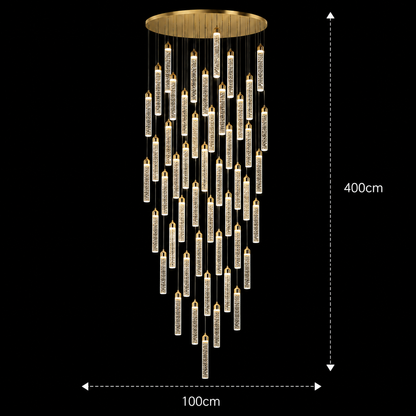 Κρυστάλλινος πολυέλαιος LED, Justinian, Διάμετρος 60cm, Ρυθμιζόμενο ύψος, Χρυσός, Μέταλλο και Κρύσταλλο