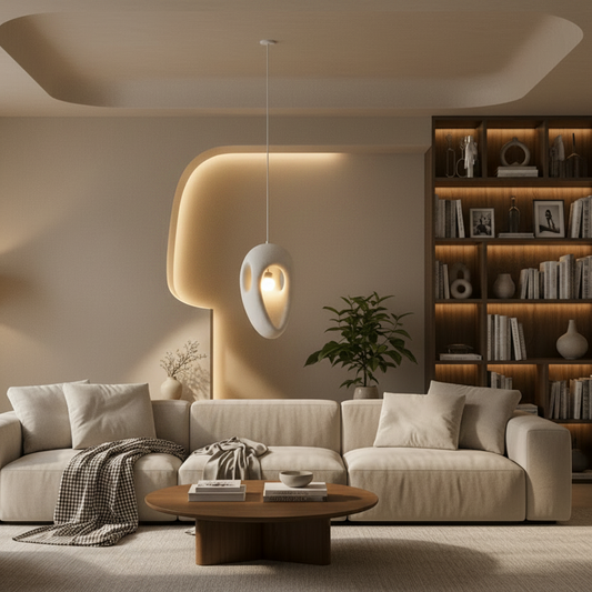 Lustra Moderna EON Eleganza, 49 cm, Suspendata, 1 X E27, Alb, Metal si Spuma, Inaltime Reglabila Lustre Clasice Default Title Alessandro Design