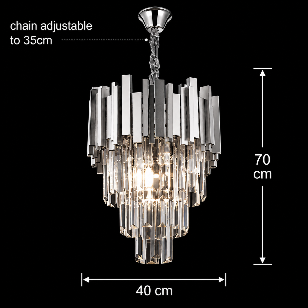 Crystal Chandelier BLOIS Nobile 5xE14, Διάμετρος 40cm, Χρώμιο, Ρυθμιζόμενο ύψος Crystal Chandeliers Προεπιλεγμένος τίτλος Alessandro Design