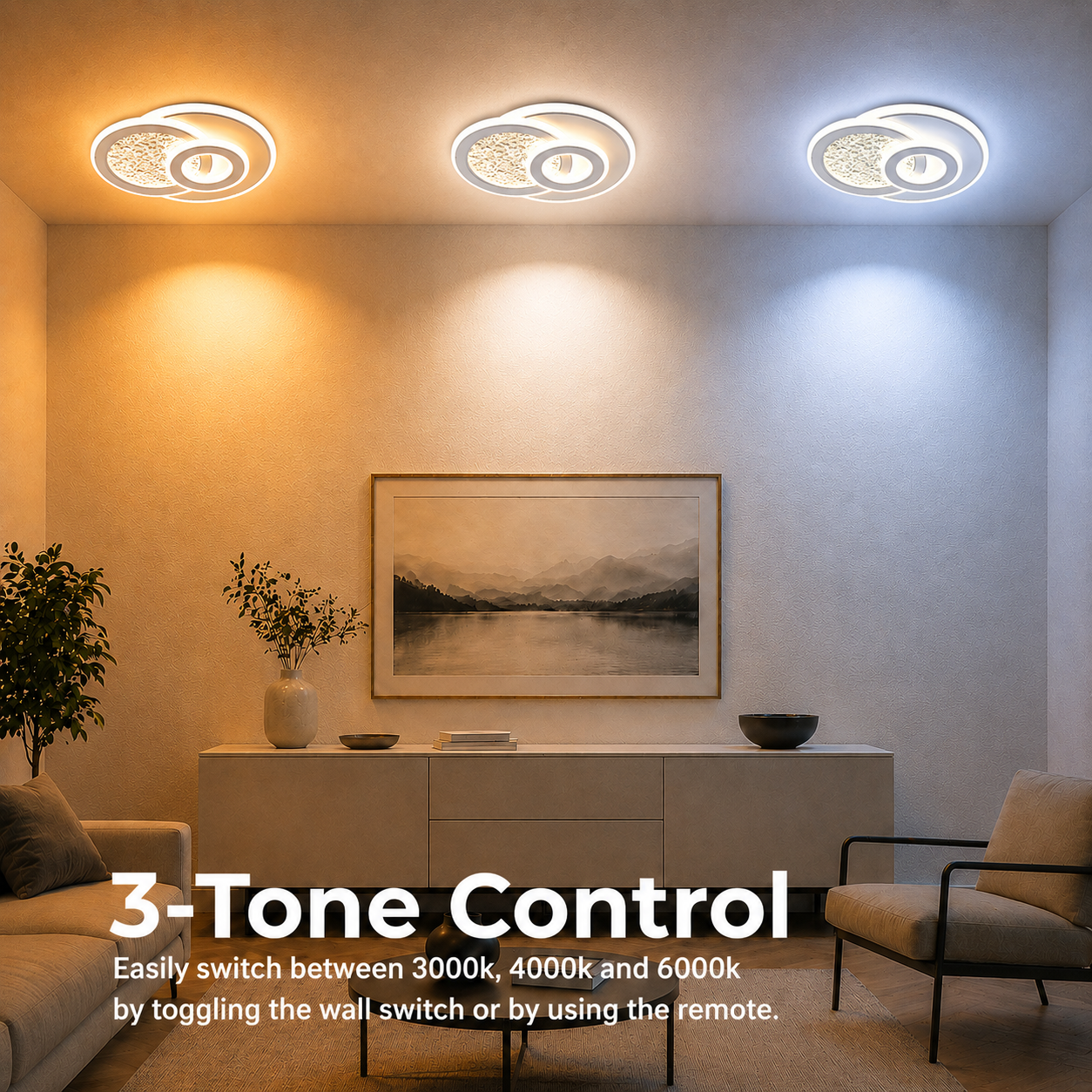 KOMPACTO LED Πολυέλαιος 47W, 3 κύκλοι, Κρύο/Ζεστό/Ουδέτερο φως, Λευκοί πολυέλαιοι LED Προεπιλεγμένος τίτλος Alessandro Design