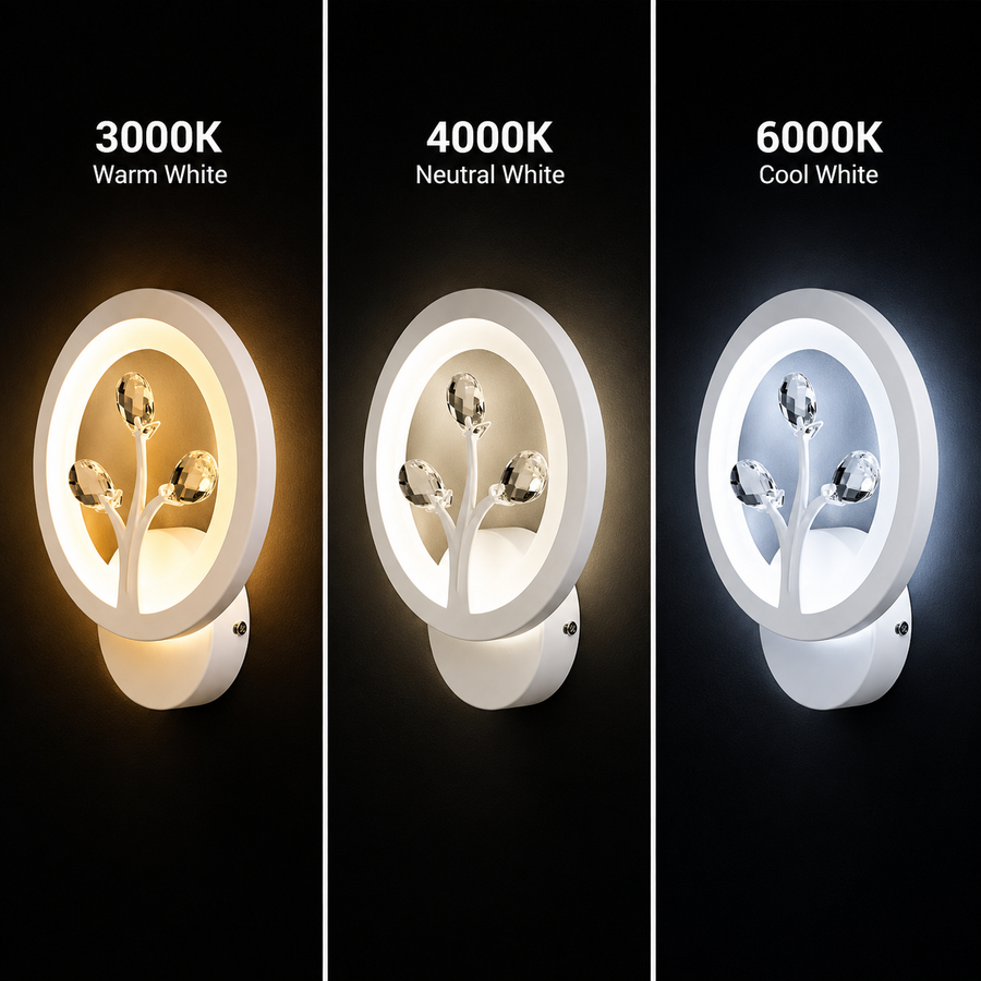 Φωτιστικό τοίχου DAISY LED, 14W, Κρύο/Ζεστό/Ουδέτερο φως, Λευκό με κρυστάλλινα φώτα τοίχου εσωτερικού χώρου Προεπιλεγμένος τίτλος Alessandro Design
