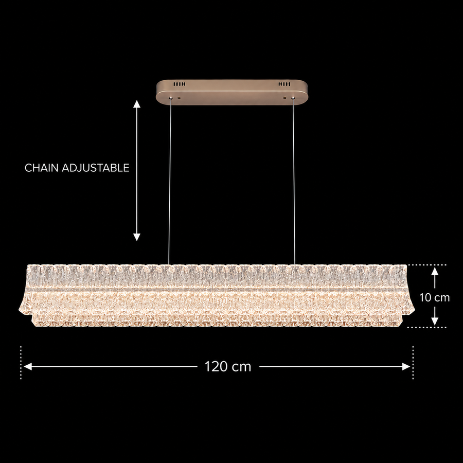 Lustra LED cu Telecomanda, Suspendata TAMY 160W, Liniara, lumina Rece/Calda/Neutra, Auriu, Inaltime Reglabila