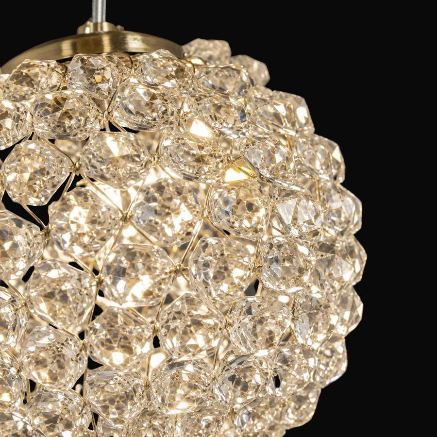 Candelabru Cristal MILLE, 7xG9 , Diametru 60cm x Inaltime 340cm, Cristal si Metal, Auriu