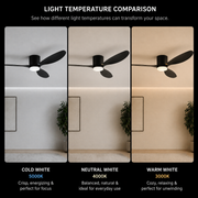 Lustra LED Ventilator VENTIS cu Telecomanda, 21 W, D80cm, Lumina Rece/Neutra/Calda, Metal si Plastic, Negru