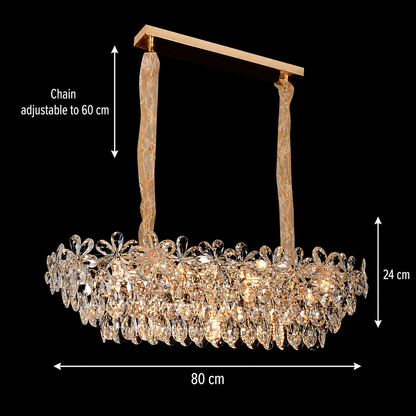 Crystal Chandelier Regalis 11x E14, Διάμετρος 85cm, Γυαλιστερό Χρυσό, Ρυθμιζόμενο Ύψος, Μέταλλο και Κρύσταλλο