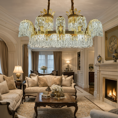 Crystal Chandelier Regalis 11x E14, Διάμετρος 85cm, Γυαλιστερό Χρυσό, Ρυθμιζόμενο Ύψος, Μέταλλο και Κρύσταλλο