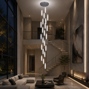 LED Crystal Chandelier AMIRI 82W Chrome, Warm/Neutral/Cold Light 3000K/4000K/6000K Amiri, Διάμετρος 40cm x Ύψος 300cm, Κρύσταλλο και μέταλλο