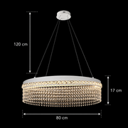 Candelabru Cristal VOLNA Regalis, 170W, D80cm, Lumina Calda/Neutra/Rece, Alb, Metal si Cristal