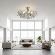 Candelabru Cristal REINA Magno, 6xE14, D60cm, Crom Lucios, Metal si Cristal