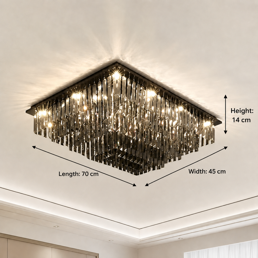Crystal Chandelier, Brady, 14xE14, Rectangular, Grey Crystal Chandeliers Προεπιλεγμένος τίτλος Alessandro Design
