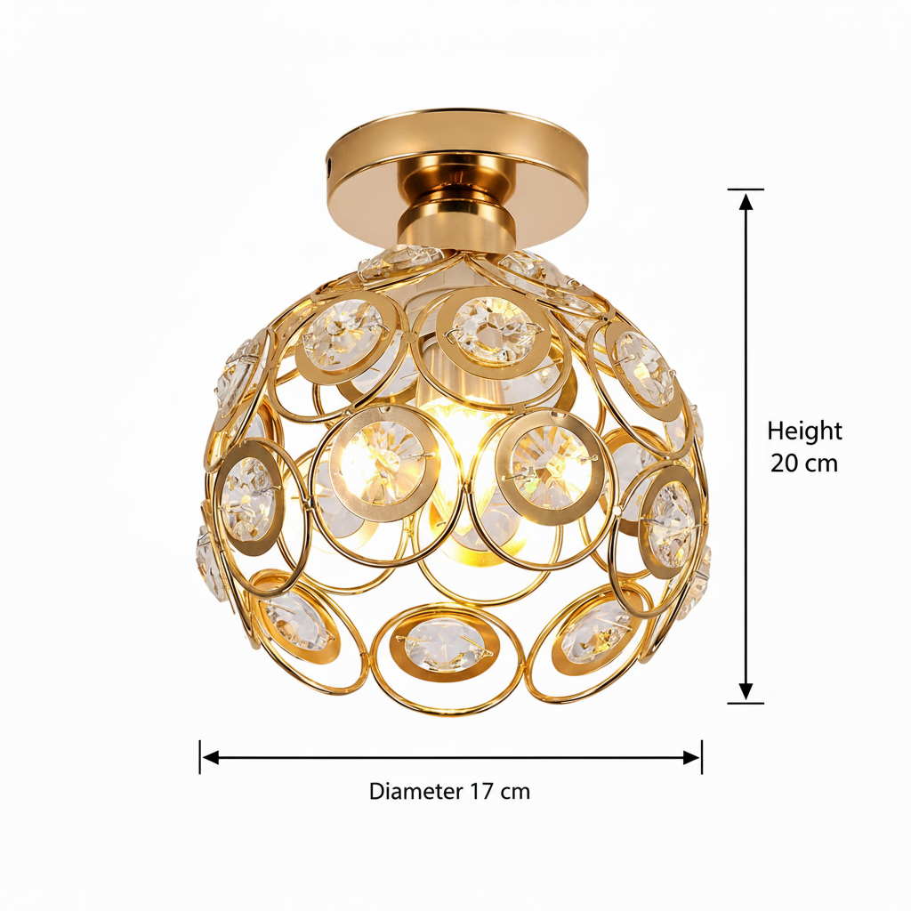 Vera Chandelier, 1xE27, D18H15cm, Gold, Metal and Crystal Classic Chandeliers Προεπιλεγμένος τίτλος Alessandro Design