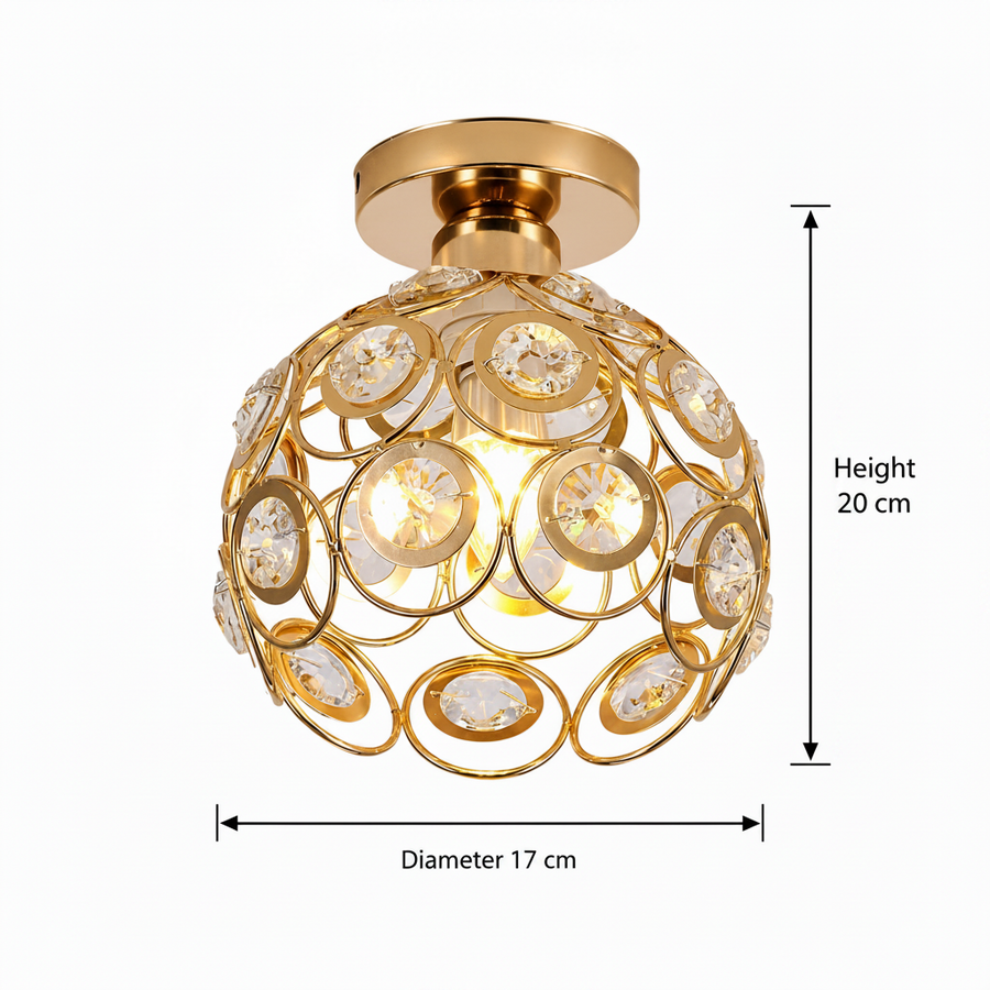 Vera Chandelier, 1xE27, D18H15cm, Gold, Metal and Crystal Classic Chandeliers Προεπιλεγμένος τίτλος Alessandro Design