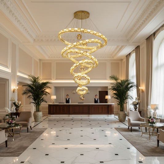 Candelabru Cristal cu Telecomanda RONDOS Supremo, 120x350cm, Lumina Calda/Neutra/Rece, Auriu, Metal si Cristal