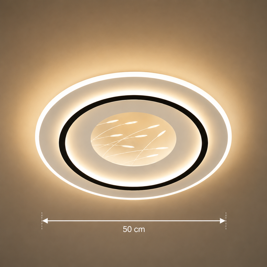 Πολυέλαιος LED με τηλεχειριστήριο LINEA 125W, Στρογγυλός, Κρύο/Ζεστό/Ουδέτερο φως, Ρυθμιζόμενο, Μαύρο
