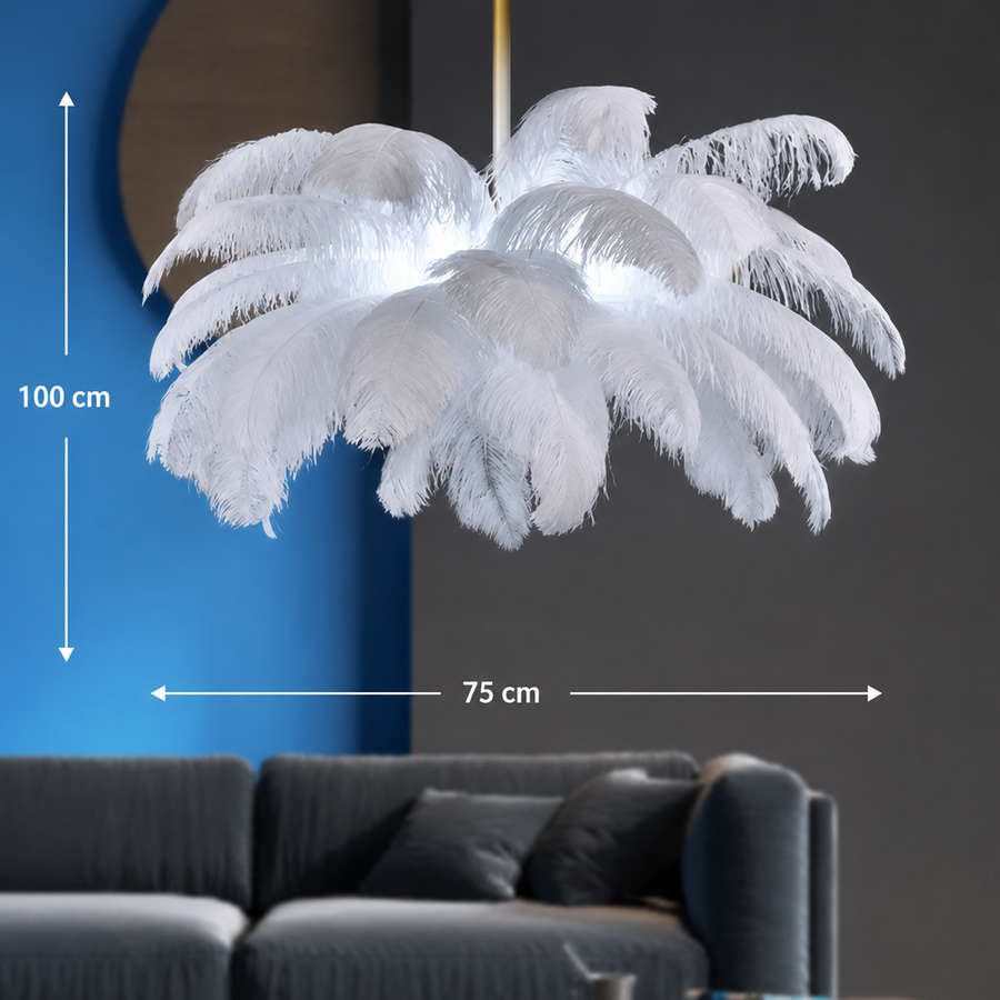 Minoss Modern Chandelier, 8W, Cold Light 6000K, Diameter 75 cm, Feathers, White Modern Chandeliers Προεπιλεγμένος τίτλος Alessandro Design