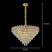Crystal Chandelier WINDSOR Supremo 10xE14, Διάμετρος 80cm, Γυαλιστερό Χρυσό, Ρυθμιζόμενο Ύψος